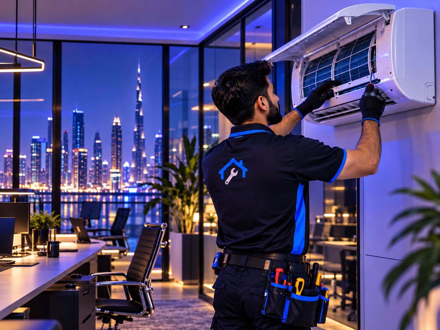 Illustrative scene: ac service for offices