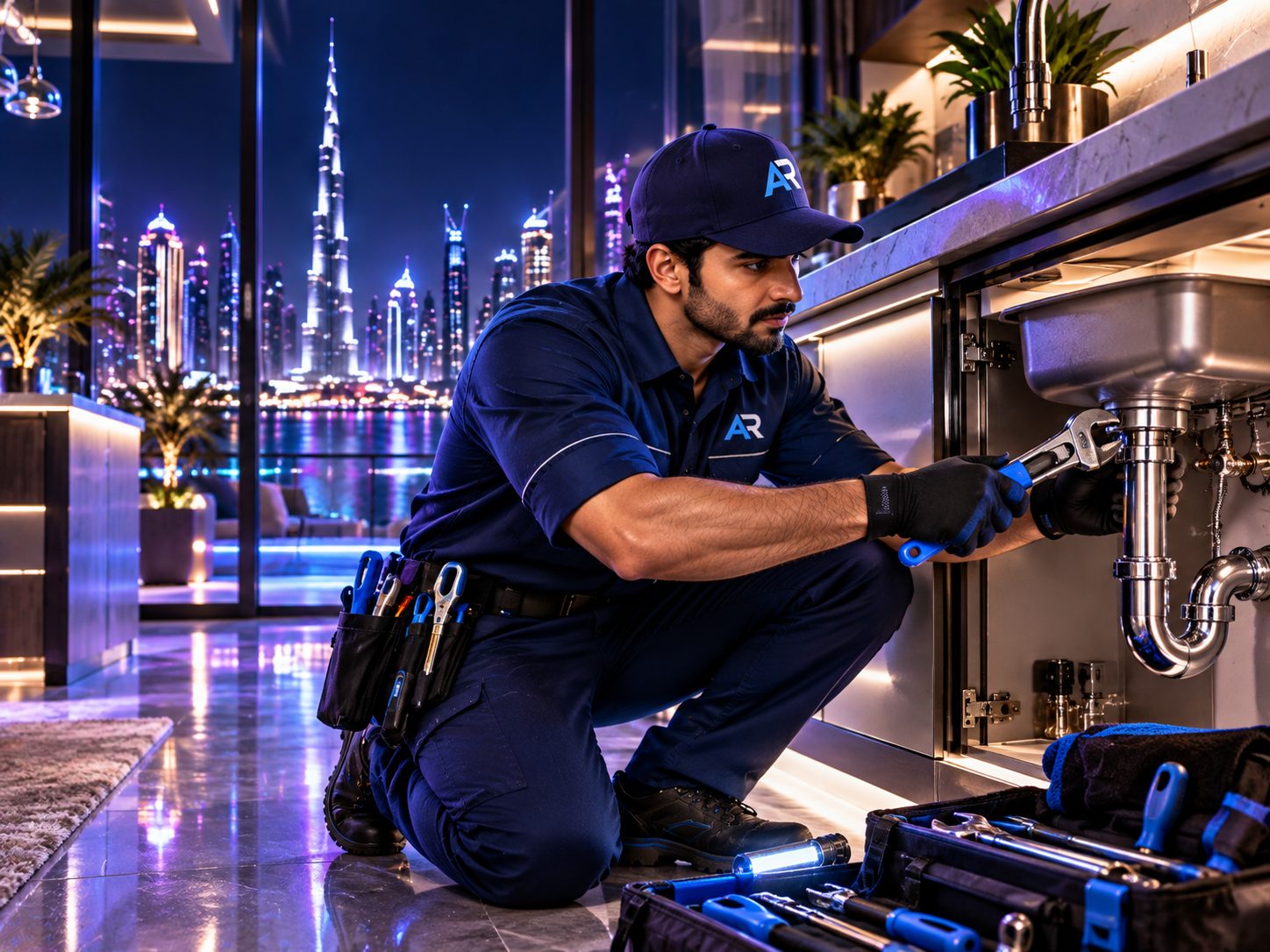 Illustrative scene: plumbing service